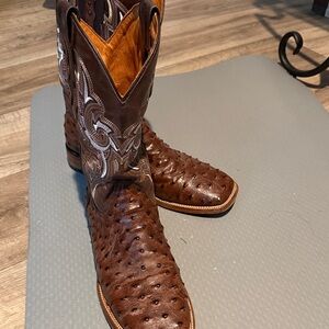 Men's Brown Ostrich Leather Western Boots